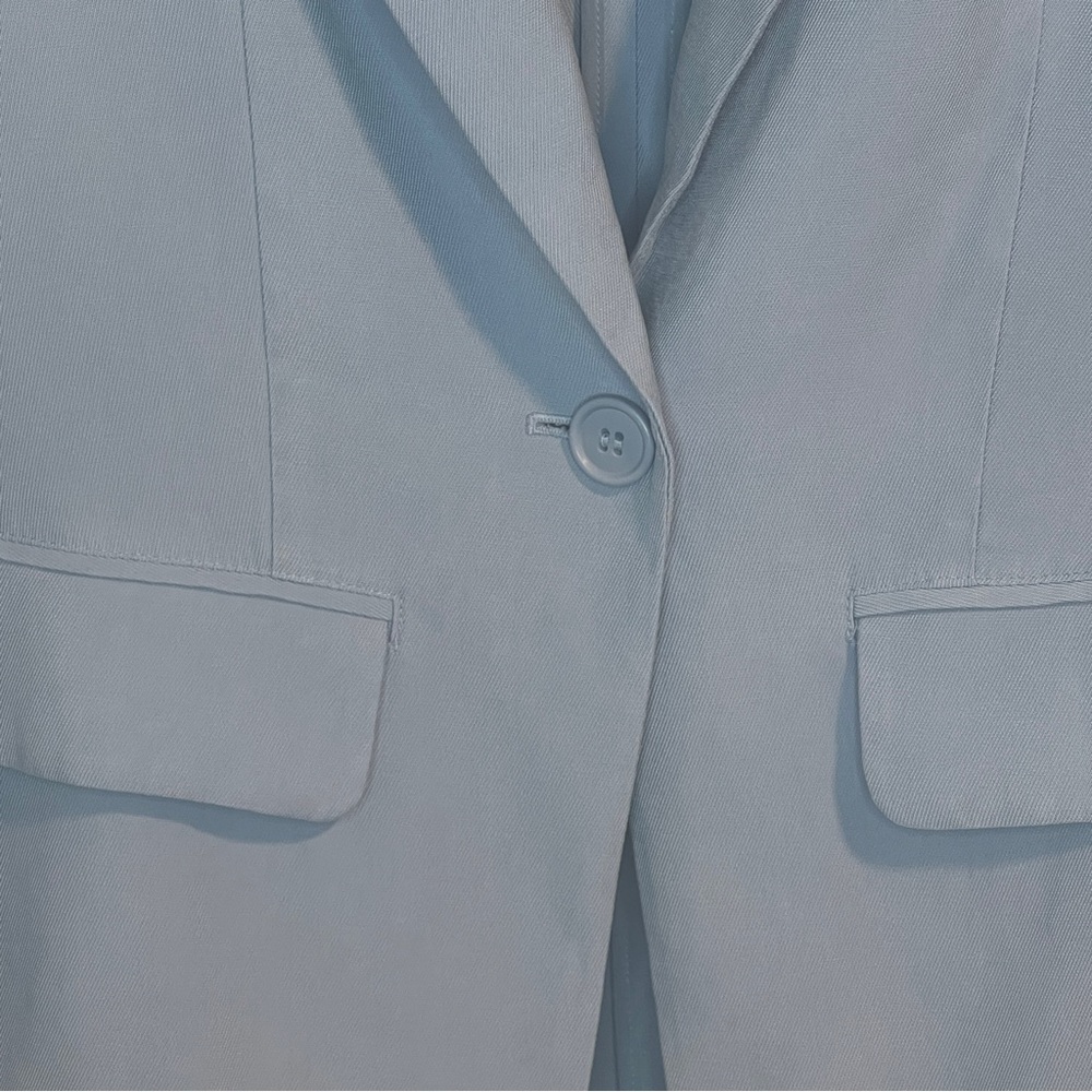 Open Edit Unstructured Blazer In Blue Chambray Si… - image 4